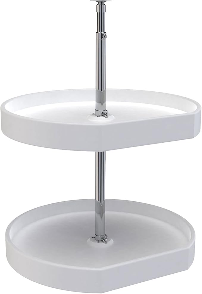 Rev-A-Shelf 20" Dual Shelf Lazy Susan D-Shaped for Corner Wall in Cabinet Kitchen Storage Organization, Turntable Storage Whi