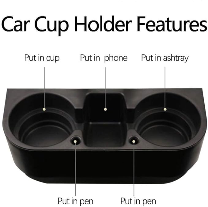 Heart Horse Cup Holder Portable Multifunction Vehicle Seat Cup Cell Phone Drinks Holder Box Car Interior Organizer (Black)