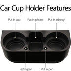 Heart Horse Cup Holder Portable Multifunction Vehicle Seat Cup Cell Phone Drinks Holder Box Car Interior Organizer (Black)