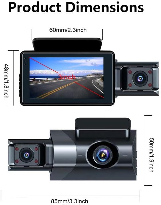 Dash Cam Front and Rear, 1080P Dual Dash Camera, WiFi & App Control, IR Night Vision, 170° Wide Angle, G-Sensor, Parking Mode