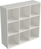 OSCHF 9-Cube Storage Shelf Bookcase - Wooden 3-Tier Floor Standing Open Bookshelf for Home and Office, Display Cabinet, Warm 