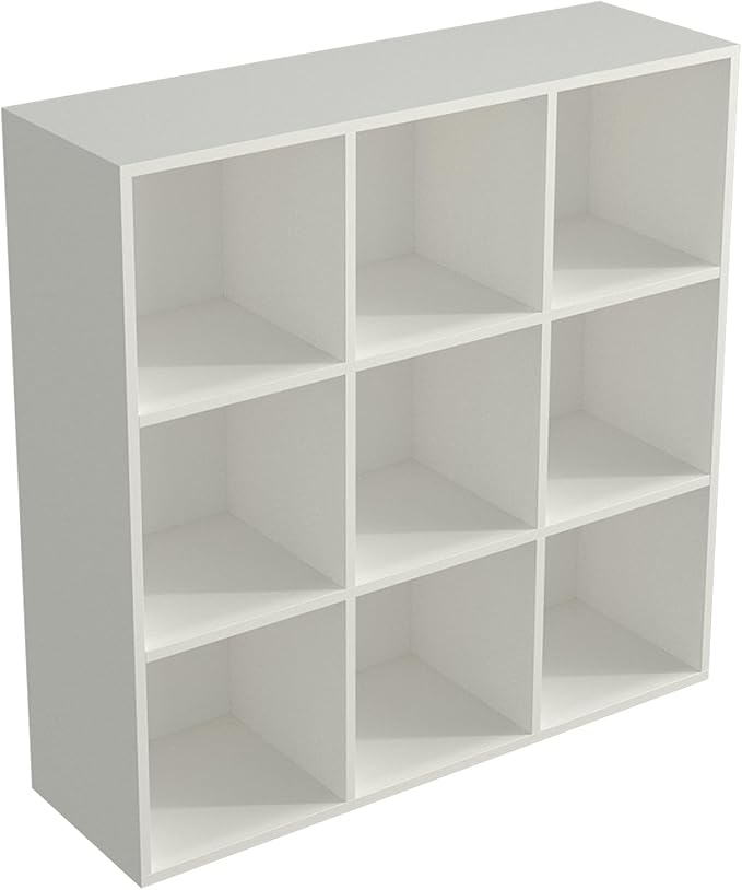 OSCHF 9-Cube Storage Shelf Bookcase - Wooden 3-Tier Floor Standing Open Bookshelf for Home and Office, Display Cabinet, Warm 