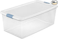 Sterilite 24-Pack Latching Box, Under Bed Storage Bins with Lids, Clear Plastic, 106 Quart - Heavy-Duty Organizing Containers