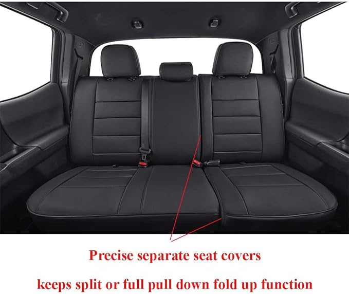 EKR Custom Fit Tacoma Leather Car Seat Covers for Select Toyota Tacoma 2012 2013 2014 2015 (Regular Seats) - Full Set,Leather