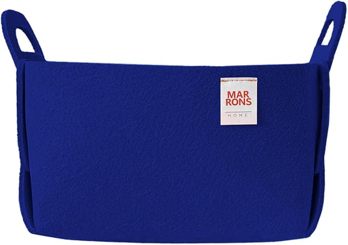 Collapsible Felt BLUE Storage Bin Small 7.1"x5.1"x5.1" – Foldable Basket with Handles for Closet, Toy Storage, Laundry Room O