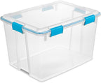 Sterilite 80 Qt Gasket Box, Stackable Storage Bin with Latching Lid and Tight Seal, Plastic Container to Organize Basement, C