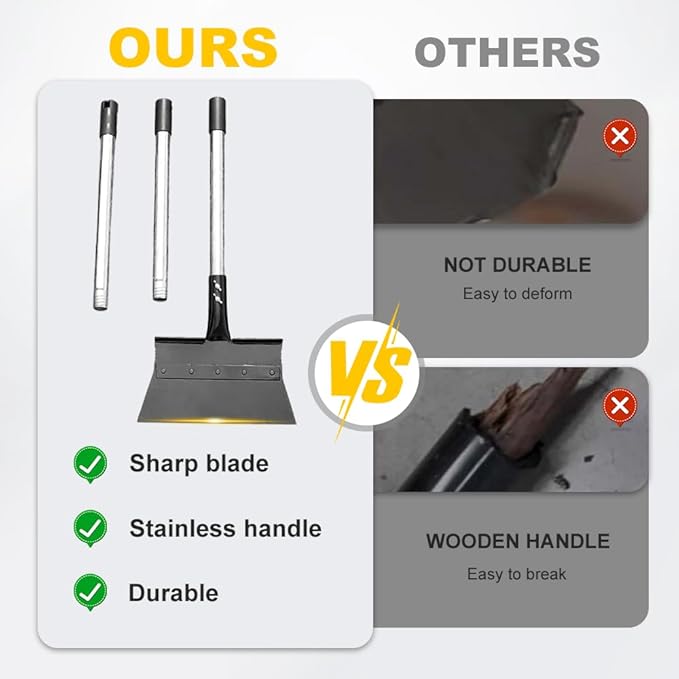 Snow Shovel for Driveway Ice Scraper, Heavy Duty Ice Chopper 53" Multifunctional Cleaning Shovel Ice Removal Tool, Wider Garden Flat Floor Scraper for Sidewalk Lawn Garden Farm Yard (2)