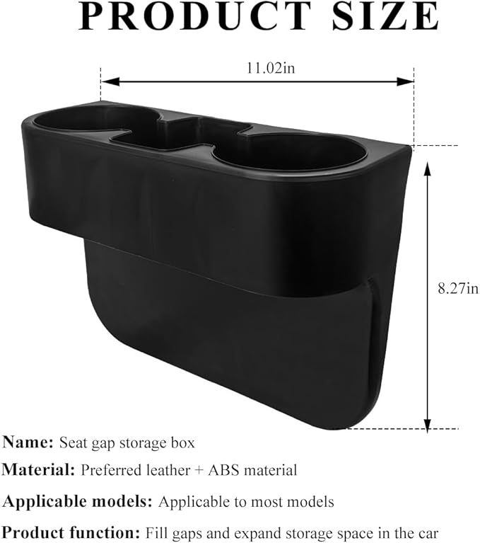 DXNQ Car Cup Holder Gap Filler Organizer, Multifunctional Auto Front Console Gap Filler with Cup Holder, Leather Extra Cup Ho