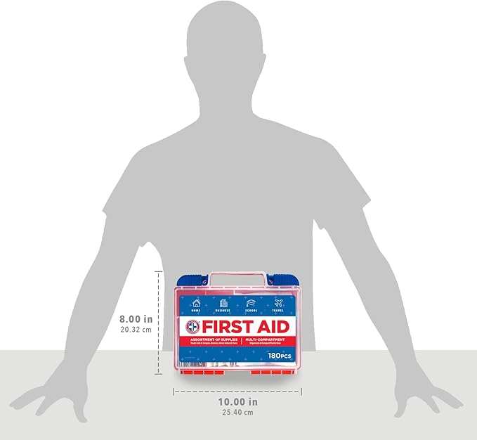 Be Smart Get Prepared 180 Piece First Aid Kit: Clean, Treat, Protect Minor Cuts, Scrapes. Home, Office, Car, School, Business