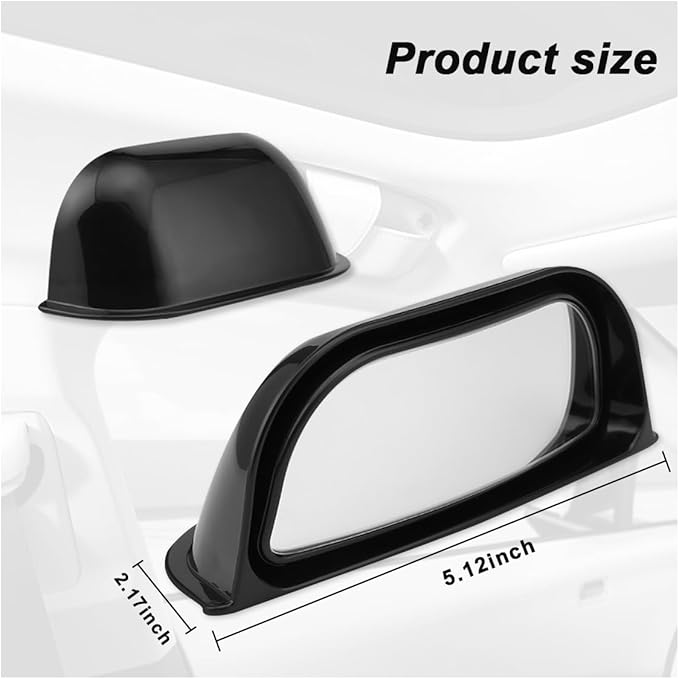 2PCS Adjustable Blind Spot Mirrors for Car Rear Seat - Wide Angle Convex B-Pillar Side View Mirror for Second Row Door Safely Get-Off, HD Glass Stick-on Auxiliary Mirror for Car SUV (Black)