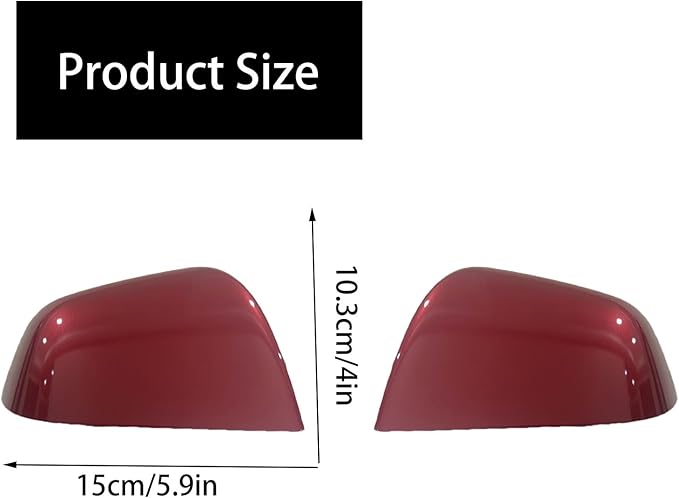 Compatible with Tesla Model Y Side Mirror Cover Replacement 2021 2022 2023 2024, Left & Right Side Rearview Mirror Cover Cap for Model Y Accessories(red)