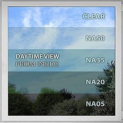 BDF NA05 Window Film Daytime Privacy and Sun Control Natural Black 5 (Very Dark) - 24in X 50ft