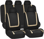 BELOMI Car Seat Covers Full Set, Breathable Premium Cloth Automotive Seat Cover, Universal Front and Rear Seat Covers, Easy t