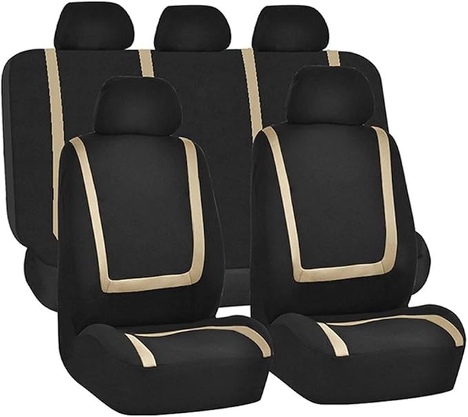 BELOMI Car Seat Covers Full Set, Breathable Premium Cloth Automotive Seat Cover, Universal Front and Rear Seat Covers, Easy t