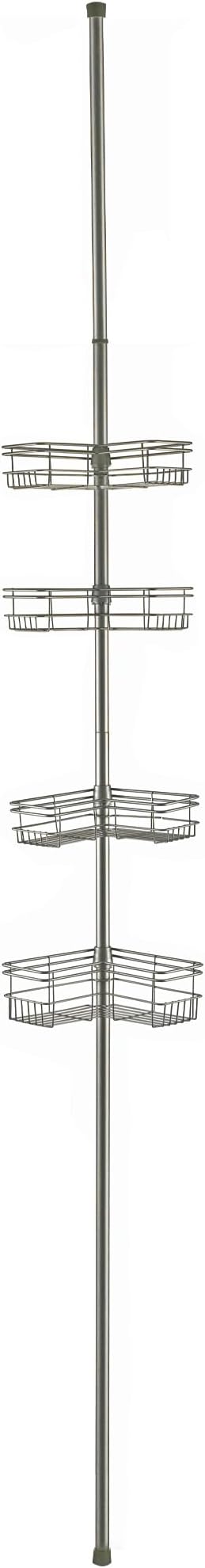 Utopia Alley Rust-Resistant Shower Tension Pole Caddy, 4 Shelves (Satin Nickel)