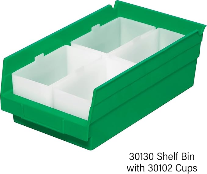 Akro-Mils 30130 Plastic Shelf Bins, Heavy Duty Storage Bins for Garage, Closet, and Drawer Organization, 12" x 6-1/2" x 4", G