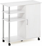 Furinno Helena Multipurpose Storage Cabinet/Shelves,Printer Stand with Lockable Wheels, Stainless Steel Tubes, White Oak/Chro