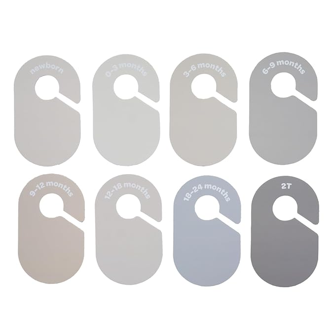 3 Sprouts Baby Closet Dividers 8-Piece Set Newborn to 2T - Double-Sided Organizer for Nursery Clothing Storage - Beige & Gray