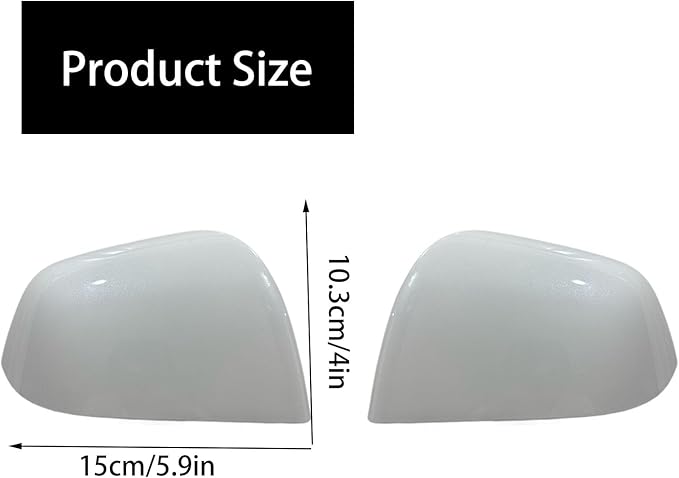 Compatible with Tesla Model Y Side Mirror Cover Replacement 2021 2022 2023 2024, Left & Right Side Rearview Mirror Cover Cap for Model Y Accessories(white)2pcs