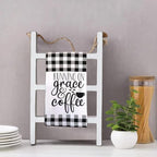 Joy Choice 16" Farmhouse Style 3-Tier Blanket Rack - Wall Hanging, Mini Ladder, Towel Rack for Bathroom, Living Room & Kitche