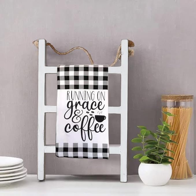 Joy Choice 16" Farmhouse Style 3-Tier Blanket Rack - Wall Hanging, Mini Ladder, Towel Rack for Bathroom, Living Room & Kitche