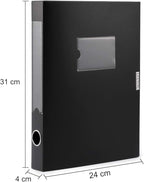 HUA JIE A4 Storage File Boxes Plastic Archives Cases with Lid, File Folder Organizer Document Filing Box for office, Letter S