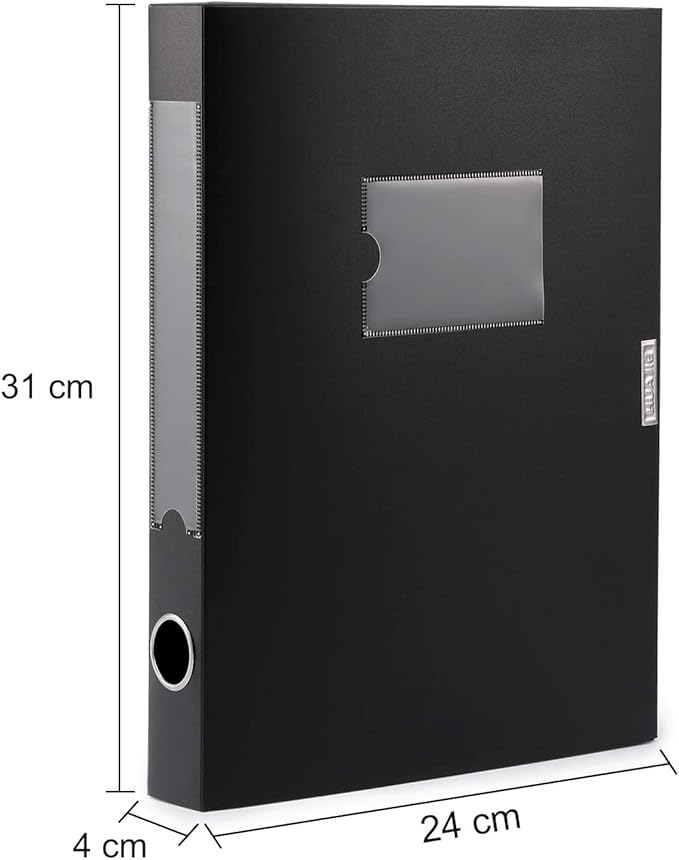 HUA JIE A4 Storage File Boxes Plastic Archives Cases with Lid, File Folder Organizer Document Filing Box for office, Letter S