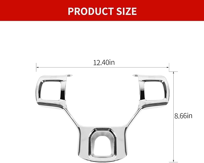 Hoolcar Interior Steering Wheel Cover ABS Trim Compatible with 2010-2017 Dodge RAM Accessories, Chrome