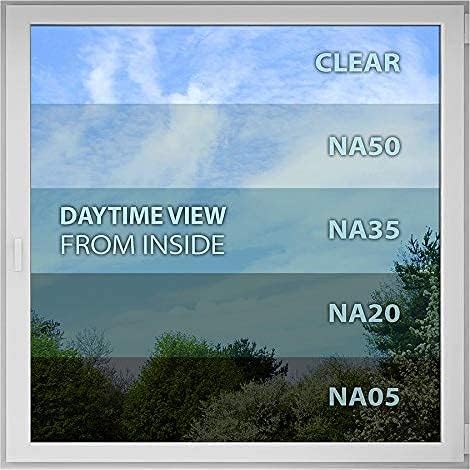 BDF NA05 Window Film Daytime Privacy and Sun Control Natural Black 5 (Very Dark) - 48in X 50ft
