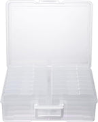 novelinks Transparent 4" x 6" Photo Cases and Clear Craft Keeper with Handle, 16 Inner Photo Organizers & Photo Storage Box, 