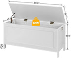 HOOBRO Toy Box, Retro Wooden Look Storage Chest with Safety Hinge, Entryway Storage Bench Supports 220 lb, 39.4 x 15.7 x 18.9