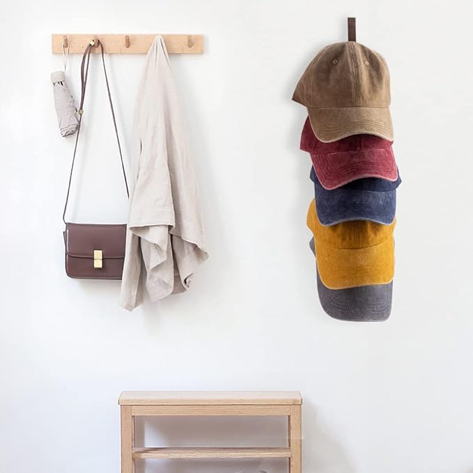3 Pcs Hat Rack for Baseball Caps, Wall Mounted Wooden Hat Storage Organizer Hanger, Wall Vertical Hat Holder Caps Display Rac