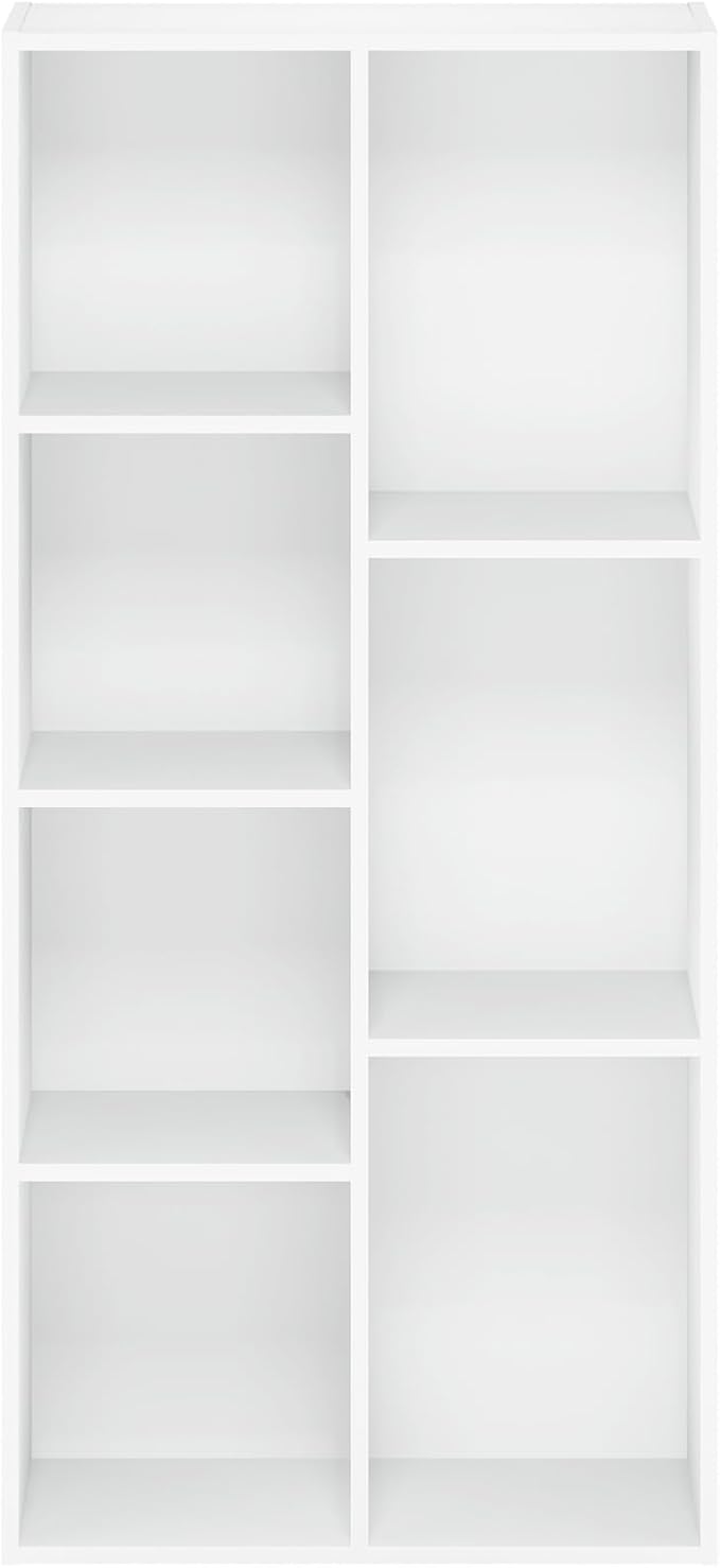 Furinno LUDER Book Shelf, 7-Cube Bookshelf, Bookcase with Open Shelves, 9.4 x 19.5 x 41.7, Easy Assembly, for Living Room, Be