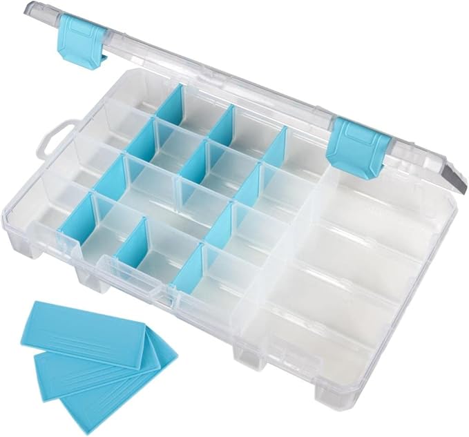ArtBin 6944AG Medium Anti-Tarnish Box with 15 Removable Dividers, Jewelry & Craft Organizer, 1 Plastic Storage Case with Anti