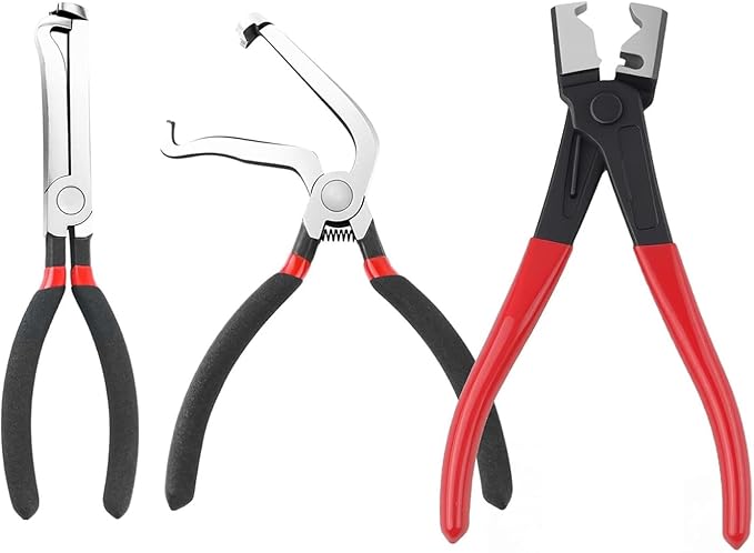 2PCS Car Electrical Disconnect Pliers & 1PC Hose Clamp Plier Kit,Electrical Connector Pliers with Serrated Design for Breakin