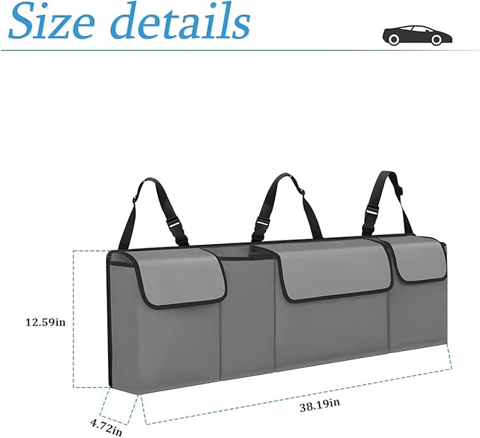 Car Trunk Organizer and Storage, Backseat Hanging Organizer for SUV, Truck, MPV, Waterproof, Collapsible Cargo Storage Bag