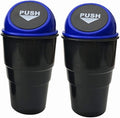Car Trash Can with Lid, Automotive Cup Holder Mini Vehicle Garbage Can Trash Bin for Car Office Home Bedroom (Blue 2 Pack)
