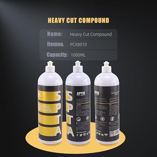 Heavy Cut Polishing Compound, SPTA 33.8oz (1000ml) Polishing Compound Car Scratch & Swirl Remover Rubbing Compound & Coarse Polish Buffing Compound Swirl Remover for Cars Automotive Paint Correction