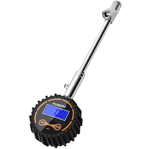 Semi Truck Tire Pressure Gauge Digital 200 PSI, Heavy Duty Dual Head Tire Guage and Backlight LCD Display, Digital Pressure Gauges Certified ANSI B40.1 for Car, Truck, SUV