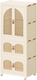 Heavy Duty Clothes Rack - Portable Foldable Wardrobe with Hanging Space on Wheels for Bedroom, Dorm, or Laundry Room Use, 81x