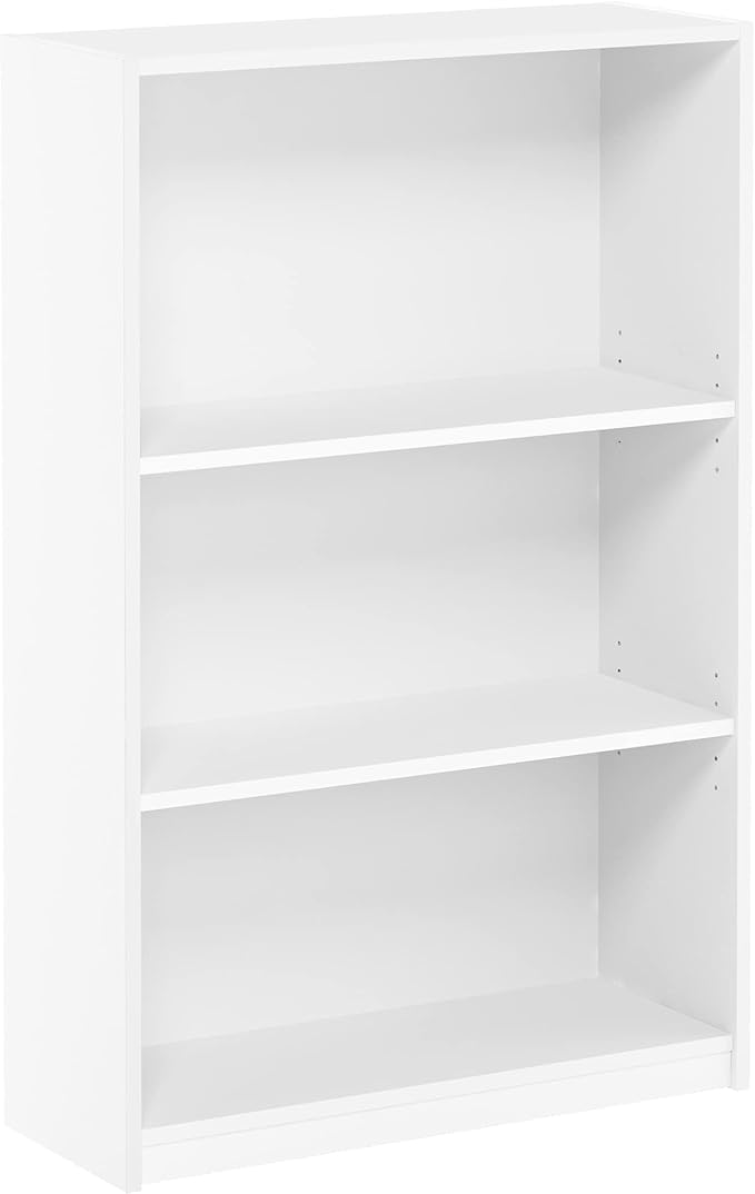 Furinno Jaya Book Shelf, 3-Tier Bookshelf, Bookcase with Adjustable Shelves, 9.5 x 24.5 x 40.3, for Organization and Storage,