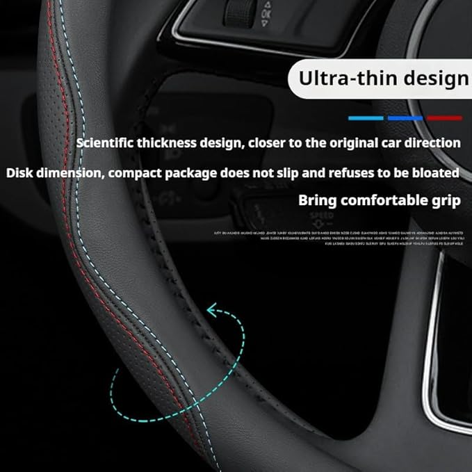 RYE for Jeep Steering Wheel Cover, Leather Car Steering Wheel Cover Heavy-Duty Durable Breathable, for Jeep Grand Cherokee Wrangler Compass Gladiator - Black Pattern 4