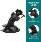 Universal Car Dash Cam Mount - Vacuum Suction Cup Holder with 4 Interchangeable Heads for GPS Navigation and Dashboard Recorder(Buckle w/Card Slot)