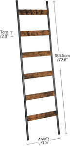 HOOBRO Blanket Ladder, 6-Tier Towel Rack with Hooks, Wall-Leaning Blanket Rack, Decorative Display Ladder Shelf, Scarves, Ind