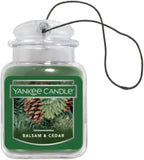 Yankee Candle Car Air Fresheners, Hanging Car Jar Ultimate, Neutralizes Odors Up To 30 Days, Balsam & Cedar, 0.96 OZ (Pack of