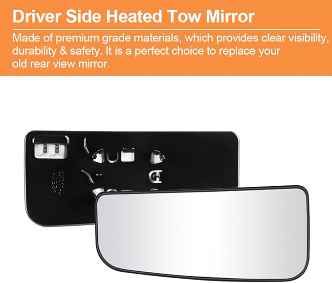 Senzeal Driver Side Heated Lower Mirror Glass Replacement for Ford F150 Truck 2015-2020 Ford F250 F350 Super Duty F450 F550 Truck 2017-2022 Towing Mirror FL3Z17K707V (Left Side)