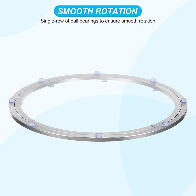 uxcell Aluminium Lazy Susan Turntable Bearing, 16 inch Round Rotating Bearing Turntable Base for Kitchen Dining Table（Base On