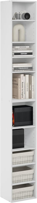 Furinno PASIR Book Shelf, 10-Tier Bookshelf, Bookcase with Open Shelf, 9.2 x 11.8 x 78.7, for Living Room, Bedroom, Home Offi
