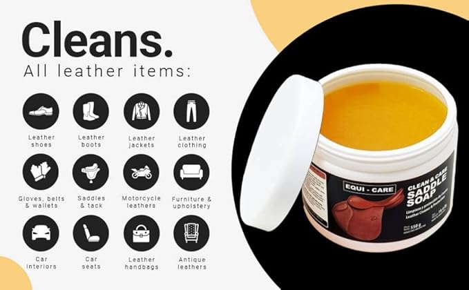 EQUI - CARE: Clean & Care Saddle Soap, Glycerin-Based soap with Added Moisturizers Designed to Clean and Condition Leather. K