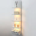 5 Tier Wall Shelf Unit, White Shelves,Lack Shelf, Wall Shelves for Bedroom，Office,Bathroom, Vanity Shelves with LED Light